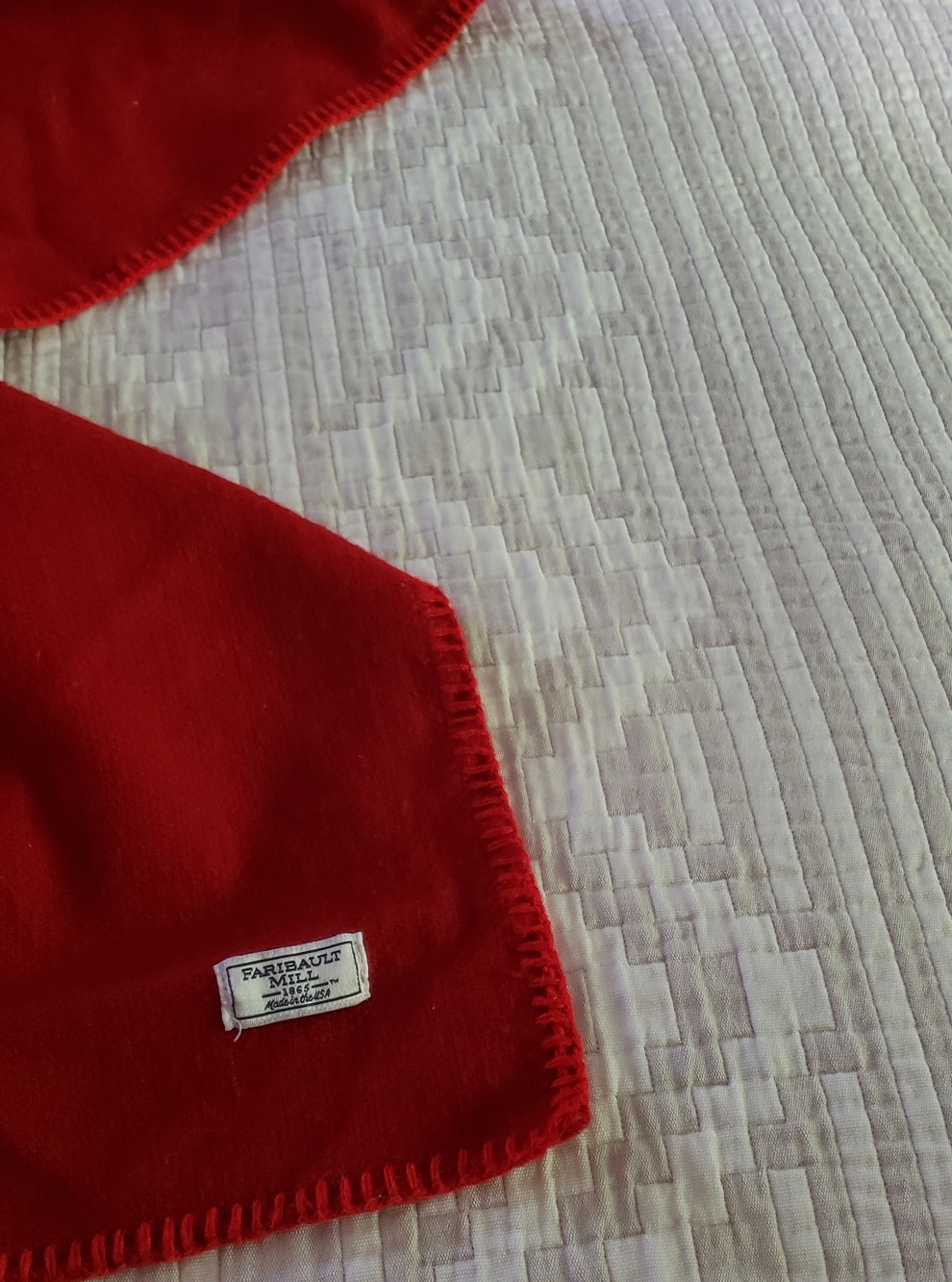 Faribault Wool Throw Blanket Red Wool Blanket - Picture 2 of 9